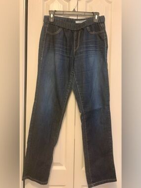 DKNY Relaxed Classic Elastic-Waist Dark Blue Jeans y2k Mom Vibes Comfy City